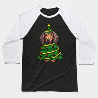 Dachshund Christmas Tree Funny Xmas Dog Lover Baseball T-Shirt